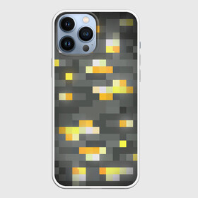 Чехол для iPhone 13 Pro Max с принтом ЗОЛОТАЯ РУДА | GOLD ORE | MINECRAFT в Петрозаводске,  |  | block | box | dirt | gold | golden | minecraft | ore | pixels | texture | биом | блок | земля | золотая | золото | майнкрафт | пиксели | пиксельный | руда | текстура