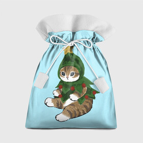 Подарочный 3D мешок с принтом Кот ёлочка в Петрозаводске, 100% полиэстер | Размер: 29*39 см | арт | арт с котом | в подарок | для детей | для ребенка | елка | забавный кот | иллюстрация | илюстрация | к новому году | кот | кот в костюме | коты | кошка | кошки | красивый кот | милые животные | на
