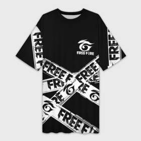 Платье-футболка 3D с принтом GARENA FREE FIRE OFF CYBER LINE STYLE в Петрозаводске,  |  | free fire | freefire | garena | garena free fire | гарена | гарена фри фаер | фри фаер | фрифаер