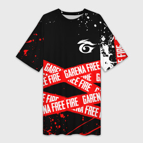 Платье-футболка 3D с принтом GARENA FREE FIRE RED OFF LINE STYLE в Петрозаводске,  |  | free fire | freefire | garena | garena free fire | гарена | гарена фри фаер | фри фаер | фрифаер