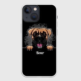 Чехол для iPhone 13 mini с принтом Боксёр (Boxer) в Петрозаводске,  |  | animal | boxer | bulldog | dog | fighting dog | pit bull | бойцовская собака | боксёр | бульдог | год собаки | друг человека | животное | кинолог | немецкий боксёр | пёс | питбуль | порода собак | собака боксёр | собаковод