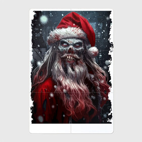 Магнитный плакат 2Х3 с принтом Дед Мороз   зомби в Петрозаводске, Полимерный материал с магнитным слоем | 6 деталей размером 9*9 см | holiday | jaw | muzzle | new year | santa klaus | snow | teeth | zombie | дед мороз | зомби | зубы | новый год | пасть | праздник | снег