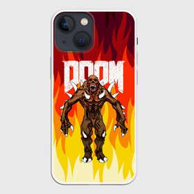 Чехол для iPhone 13 mini с принтом DOOM IMP | FIRE AND MONSTER в Петрозаводске,  |  | demons | devil | doom | doom eternal | doom slayer | fire | hell | imp | ад | демон | демоны | дум | имп | огонь | фаер