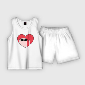 Детская пижама с шортами хлопок с принтом ketnipz сердце в Петрозаводске,  |  | Тематика изображения на принте: bean | bean ketnipz | heart | ketnipz | ketnipz heart | ketnipz mountain | ketnipz сердце | meme | memes | mountain | мем | мемы | сердце | фасолька | фасолька кетнипз