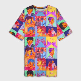 Платье-футболка 3D с принтом BTS  БТС  БИТИЭС  АРТ  ВСЕ УЧАСТНИКИ в Петрозаводске,  |  | bts | bts boy | bts love | k pop | love yourself | айдол | битиэс | бтс | группа | ким тэ хен | солисты bts | участники группы | фанфик бтс | чон чонгук