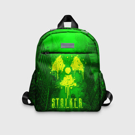 Детский рюкзак 3D с принтом STALKER LOGO RADIATOIN NEON TOXIC в Петрозаводске, 100% полиэстер | лямки с регулируемой длиной, сверху петелька, чтобы рюкзак можно было повесить на вешалку. Основное отделение закрывается на молнию, как и внешний карман. Внутри дополнительный карман. По бокам два дополнительных кармашка | chernobyl | pripyat | radiation | shadow of chernobyl | stalker | stalker 2 | воля | зона | меченый | припять | радиация | свобода | свобода воля | сталкер | сталкер 2 | тени чернобыля | чернобыль