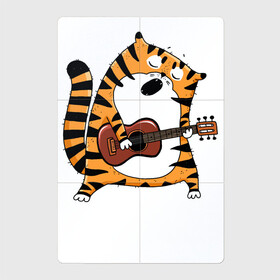 Магнитный плакат 2Х3 с принтом Тигр играет на гитаре в Петрозаводске, Полимерный материал с магнитным слоем | 6 деталей размером 9*9 см | Тематика изображения на принте: 2022 | год тигра | новый год | новый год 2022 | символ года | тигр | тигренок | тигрица | тигры