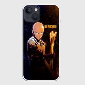 Чехол для iPhone 13 с принтом Космический Сайтама One Punch Man в Петрозаводске,  |  | hagemanto | one punch man | one punchman | onepunchman | saitama | sensei | аниме | ван панч мен | ванпанчмен | лысый плащ | манга | сайтама | сильнейший человек | учитель | человек одинудар | человек одного удара