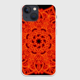 Чехол для iPhone 13 mini с принтом Огненная мандала в Петрозаводске,  |  | Тематика изображения на принте: абстрактный | абстракция | антистресс | ловец снов | медитативный | медитация | орнамент | плетение | радиальная | узор | этнический