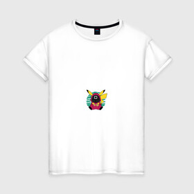 Женская футболка хлопок с принтом Pika game в Петрозаводске, 100% хлопок | прямой крой, круглый вырез горловины, длина до линии бедер, слегка спущенное плечо | pikachu | pokemon | squid game | игра кальмара | пикачу | покемон