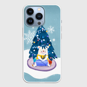 Чехол для iPhone 13 Pro с принтом Медвежонок под новогодней елкой в Петрозаводске,  |  | 2022 | christmas | new year | животные | звери | зверюшки | зима | кавай | медведь | медвежонок | милота | милый | мишка | нг | новогодний | новый год | рождество | снег