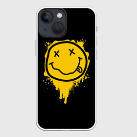 Чехол для iPhone 13 mini с принтом NIRVANA LOGO SMILE, БРЫЗГИ КРАСОК в Петрозаводске,  |  | band | cobain | face | kurt | logo | music | nirvana | rock | rocknroll | группа | кобейн | курт | лого | логотип | музыка | музыкальная | нирвана | рожица | рок | рокнролл | символ