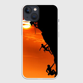 Чехол для iPhone 13 с принтом СКАЛОЛАЗЫ В ЗАКАТЕ в Петрозаводске,  |  | Тематика изображения на принте: mounting | shadow | sun | альпинизм | горы | закат | природа | скалолаз | солнце | спорт | тень
