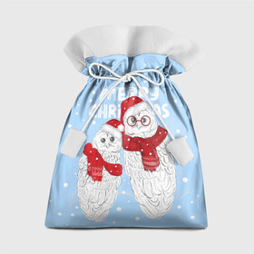 Подарочный 3D мешок с принтом С Рождеством Совы в Петрозаводске, 100% полиэстер | Размер: 29*39 см | 2022 | christmas | new year | животные | звери | зверюшки | кавай | милота | милый | нг | новогодний | новый год | рождество