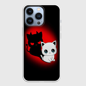 Чехол для iPhone 13 Pro с принтом КОТИК ДЬЯВОЛ   KITTY DEVIL в Петрозаводске,  |  | Тематика изображения на принте: animals | cat | demon | devil | kitty | дьявол | животные | звери | котик | кошки