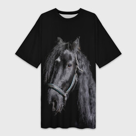 Платье-футболка 3D с принтом Лошадь на черном фоне в Петрозаводске,  |  | восход | животные | закат | звери | кони | конь | коняшка | лошади | лошадка | лошадь | на восходе | на закате | пони | природа | солнце