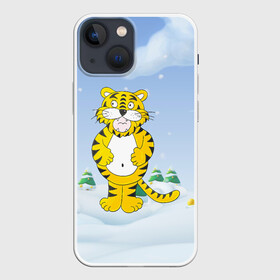 Чехол для iPhone 13 mini с принтом костюм тигра в Петрозаводске,  |  | Тематика изображения на принте: 2022 | год тигра | новый год | новый год 2022 | символ года | тигр | тигренок | тигрица | тигры