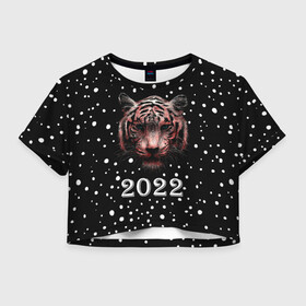 Женская футболка Crop-top 3D с принтом New Year Immortal Tiger в Петрозаводске, 100% полиэстер | круглая горловина, длина футболки до линии талии, рукава с отворотами | 2022 | 22 | christmas | claus | deer | frost | immortal | new | santa | second | snow | spruce | symbol | team | three | tiger | tree | twenty | winter | year | второй | год | года | двадать | дед | елка | ель | зима | клаус | мороз | нового