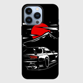 Чехол для iPhone 13 Pro с принтом MAZDA RX 7 | Мазда  при свете красной луны в Петрозаводске,  |  | Тематика изображения на принте: car | drift | initinial d | mazda | mazda z | rx 7 | rx7 | дрифт | мазда | машина