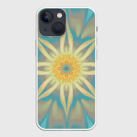 Чехол для iPhone 13 mini с принтом Летнее солнце. Абстракция. в Петрозаводске,  |  | abstraction | blue | fractal | round | summer | sun | turquoise | yellow | абстракция | бирюзовый | желтый | круглый | летний | солнце | фрактал