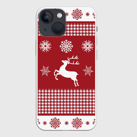 Чехол для iPhone 13 mini с принтом Узор с оленями в Петрозаводске,  |  | background | christmas | deer | holiday | new year | pattern | snowflakes | новый год | олени | праздник | рождество | снежинки | узор | фон