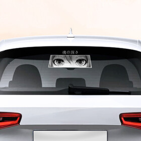 Наклейка на авто - для заднего стекла с принтом Аnime LOVELY EYES` в Петрозаводске, ПВХ | Точные размеры наклейки зависят от выбранного изображения (ширина не больше 75 мм, высота не больше 45 мм) | анимэ | взгляд | глаза | иероглиф | мультики