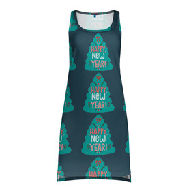Платье-майка 3D с принтом Ёлки елки в Петрозаводске, 100% полиэстер | полуприлегающий силуэт, широкие бретели, круглый вырез горловины, удлиненный подол сзади. | елка | новый год | поздравление | рождество | цитата