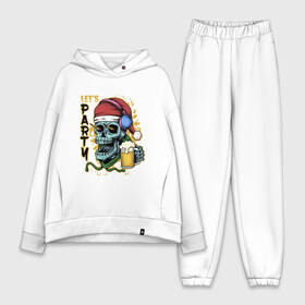 Женский костюм хлопок Oversize с принтом Skull Santa в Петрозаводске,  |  | art | beer | christmas | headphones | new year | santa | skull | арт | наушники | новый год | рождество | санта | череп