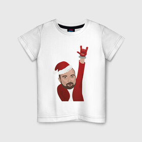 Детская футболка хлопок с принтом Дед мороз ИВГПУ в Петрозаводске, 100% хлопок | круглый вырез горловины, полуприлегающий силуэт, длина до линии бедер | 2022 | дед мороз | ивгпу | новый год | политех | рождество | сочельник