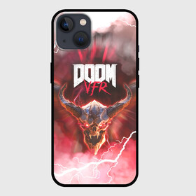 Чехол для iPhone 13 с принтом DOOM VFR (VR) | FAN GAME в Петрозаводске,  |  | Тематика изображения на принте: demons | devil | doom | doom eternal | doom slayer | doom vfr | doom vr | hell | poster | vfr | vr | ад | вфр | дум | игра | игры | постер | стрелялка | шлем реальности | шутер