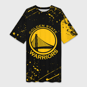 Платье-футболка 3D с принтом Golden State Warriors: брызги красок в Петрозаводске,  |  | golden state | golden state warriors | gsw | nba | usa | америка | голден стэйт уорриорз | гсв | нба | сша