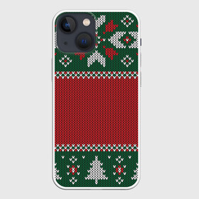 Чехол для iPhone 13 mini с принтом Knitted Christmas Pattern в Петрозаводске,  |  | background | christmas | holiday | knitted | knitted pattern | pattern | trees | winter | вязаный | вязаный узор | елки | зима | праздник | рождество | узор | фон