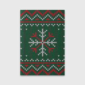 Обложка для паспорта матовая кожа с принтом Knitted Snowflake Pattern в Петрозаводске, натуральная матовая кожа | размер 19,3 х 13,7 см; прозрачные пластиковые крепления | Тематика изображения на принте: background | christmas | holiday | knitted pattern | pattern | snowflakes | trees | winter | вязаный узор | елки | зима | праздник | рождество | снежинки | узор | фон