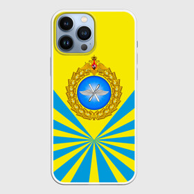 Чехол для iPhone 13 Pro Max с принтом Большая эмблема ВВС РФ в Петрозаводске,  |  | army | авиация | армейка | армия | ввс | ввс россии | ввф | военновоздушные силы | военный | войска | герб | знак | летчик | лого | надпись | офицер | петлицы | российский | россия | русский | рф | символ