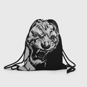 Рюкзак-мешок 3D с принтом Тигр: свирепый и кровожадный в Петрозаводске, 100% полиэстер | плотность ткани — 200 г/м2, размер — 35 х 45 см; лямки — толстые шнурки, застежка на шнуровке, без карманов и подкладки | 2022 | bloodthirsty | ferocious | look | powerful | predator | strong | tiger | year of the tiger | взгляд | год тигра | кровожадный | мощный | свирепый | сильный | тигр | хищник