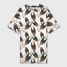 Платье-футболка 3D с принтом Доберман (Doberman) в Петрозаводске,  |  | animal | doberman | dog | pinscher | schnauzer | год собаки | доберман | друг человека | животное | зверь | кинолог | пес | пинчер | порода собак | собака доберман | собаковод | хищник | четвероногий | шнауцер
