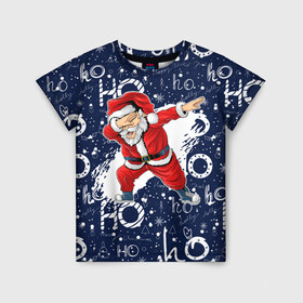 Детская футболка 3D с принтом Санта Клаус Даб в Петрозаводске, 100% гипоаллергенный полиэфир | прямой крой, круглый вырез горловины, длина до линии бедер, чуть спущенное плечо, ткань немного тянется | christmas | dab | dabbing | santa | дед мороз | елка | зима | новый год | подарок | рождество | санта | снег | снегурочка | снежинка