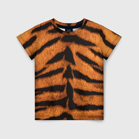 Детская футболка 3D с принтом ТИГРИНАЯ ШКУРА в Петрозаводске, 100% гипоаллергенный полиэфир | прямой крой, круглый вырез горловины, длина до линии бедер, чуть спущенное плечо, ткань немного тянется | Тематика изображения на принте: 2022 | christmas | merry | new | tiger | year | год | животные | новый | рождество | текструа | тигр | тигра | тигриная | тигровая | шерсть