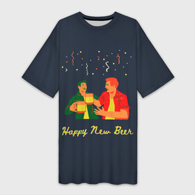 Платье-футболка 3D с принтом happy new beer 2022 в Петрозаводске,  |  | 2 | 2022 | 22 | beer | friends | fun | happy | holiday | human | new | people | rain | serpentine | year | веселье | год | дождик | дождь | друзья | люди | новый | праздник | серпантин | человек