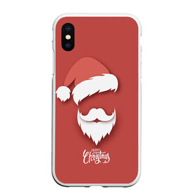 Чехол для iPhone XS Max матовый с принтом Merry Christmas | Счастливого Рождества в Петрозаводске, Силикон | Область печати: задняя сторона чехла, без боковых панелей | 2022 | christmas | cold | klaus | merry | new | santa | winter | year | борода | год | дед | зима | клаус | мороз | новый | рождество | санта | тигра | холод