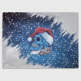 Плед 3D с принтом Merry Christmas | Счастливого Рождества | Skull в Петрозаводске, 100% полиэстер | закругленные углы, все края обработаны. Ткань не мнется и не растягивается | 2022 | christmas | cold | klaus | merry | new | santa | skull | snow | winter | year | год | дед | зима | клаус | мороз | новый | рождество | санта | скелет | снег | холод | череп