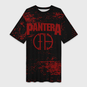 Платье-футболка 3D с принтом Pantera (кляксы) в Петрозаводске,  |  | pantera | американская металгруппа | грувметал | группа | музыка | пантера | рок | рок группа