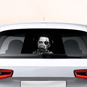 Наклейка на авто - для заднего стекла с принтом Denzel clown в Петрозаводске, ПВХ | Точные размеры наклейки зависят от выбранного изображения (ширина не больше 75 мм, высота не больше 45 мм) | denzel curry | hip hop | rap | rep | дензел карри | исполнители | исполнитель | музыка | реп