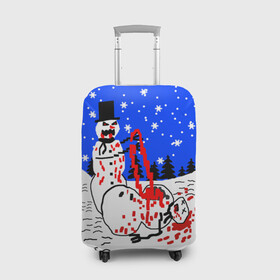 Чехол для чемодана 3D с принтом ЗЛОЙ СНЕГОВИК   ЗИМА СКОРО 2022 в Петрозаводске, 86% полиэфир, 14% спандекс | двустороннее нанесение принта, прорези для ручек и колес | 2022 | beast | merry christmas | new year | red bow | santa hat | snow | tiger | winter | winter is coming | year of the tiger | год тигра | дед мороз | животные | звери | зверь | зима | зима 2022 | зима близко | новогодний свитер | новогодний у
