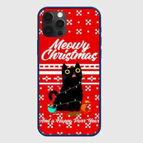Чехол для iPhone 12 Pro Max с принтом MEOW | CHRISTMAS в Петрозаводске, Силикон |  | Тематика изображения на принте: 2020 | 2021 | 2022 | christmas | meow | meowy christmas | merry | кот | леденец | мяу | нг | новогодний | новый год | олени | рождество | свитер | узоры