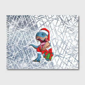 Альбом для рисования с принтом Санта Динозавр   Dinosanta в Петрозаводске, 100% бумага
 | матовая бумага, плотность 200 мг. | christmas | dinosaur | santa | дед мороз | динозавр | елка | зима | новый год | подарок | рождество | санта | снег | снежинка