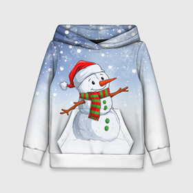 Детская толстовка 3D с принтом Веселый Снеговик   Happy Snowman в Петрозаводске, 100% полиэстер | двухслойный капюшон со шнурком для регулировки, мягкие манжеты на рукавах и по низу толстовки, спереди карман-кенгуру с мягким внутренним слоем | Тематика изображения на принте: christmas | santa | snowman | дед мороз | елка | зима | новый год | рождество | санта | снег | снеговик | снегурочка | снежинка