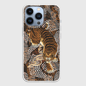 Чехол для iPhone 13 Pro с принтом Тигр в засаде в Петрозаводске,  |  | Тематика изображения на принте: большая кошка | дикий | животное | паттерн | тигр | хищник