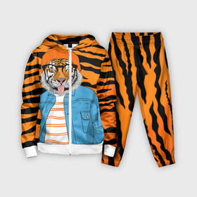 Детский костюм 3D с принтом Тигр фурри на стиле в Петрозаводске,  |  | furry | tiger | восточный тигр | год тигра | кошка | лоу поли | тигр | тигренок | хищник