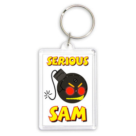 Брелок прямоугольный 35*50 с принтом Serious Sam Bomb Logo в Петрозаводске,  |  | bomb | serious sam | бомба | динамит | крутой сэм | сем | сериос сем | сериос сэм | сириус сэм | сэм
